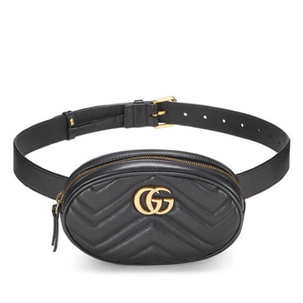 GUCCI BLACK LEATHER MARMONT BELT BAG